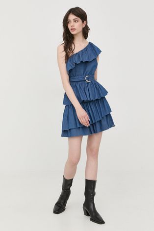Traper haljina Liu Jo boja: tamno plava, mini, širi se prema dolje