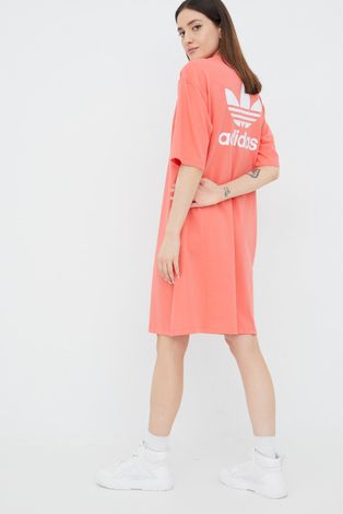 adidas Originals rochie din bumbac Adicolor culoarea roz, mini, oversize