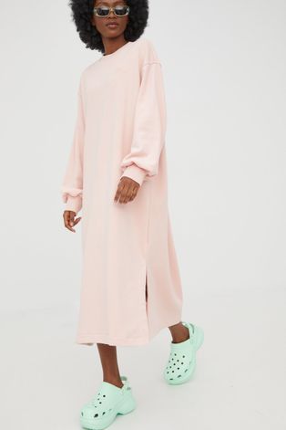 Šaty adidas Performance růžová barva, midi, oversize