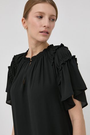 Рокля Bruuns Bazaar Camilla в черно къс модел разкроен модел