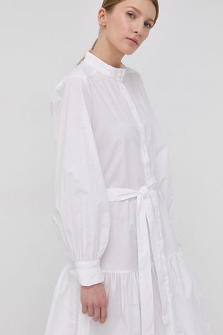 Памучна рокля Bruuns Bazaar Rosie Othilie в бяло къс модел разкроен модел
