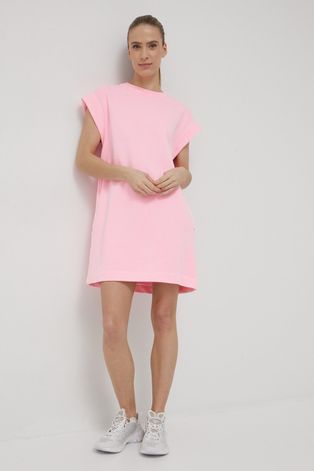 Βαμβακερό φόρεμα Deha χρώμα: ροζ,