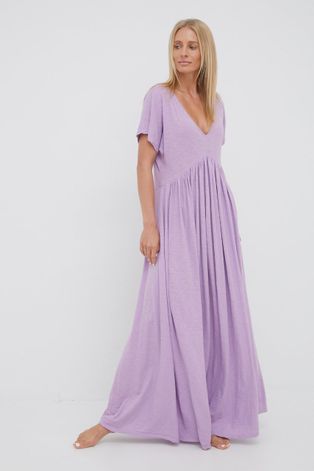 Βαμβακερό φόρεμα Deha χρώμα: μοβ,