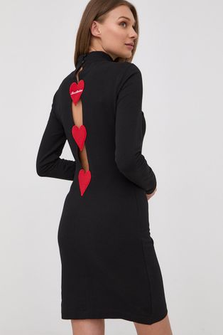Šaty Love Moschino čierna farba, mini, rovný strih