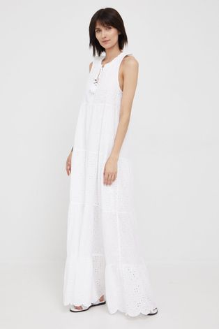Бавовняна сукня Pepe Jeans Nathan колір білий maxi пряма