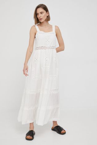Платье Pepe Jeans Loyce цвет белый maxi расклешённое