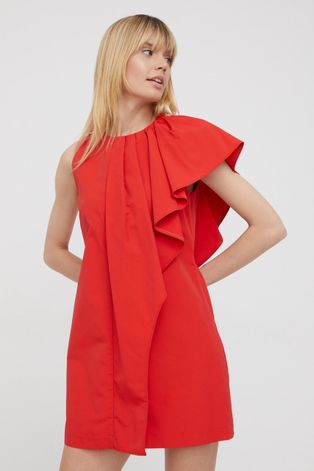 Šaty Sisley červená farba, mini, rovný strih