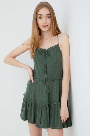 Superdry sukienka kolor zielony mini rozkloszowana