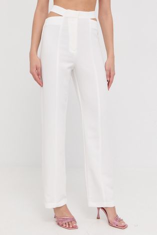 Bardot spodnie damskie kolor biały proste high waist