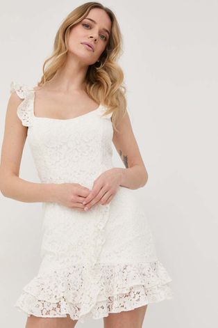 Сукня Bardot колір білий mini облягаюча