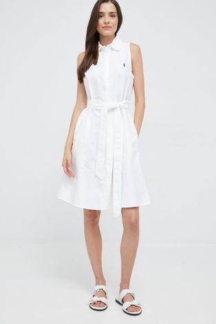 Polo Ralph Lauren pamut ruha fehér, mini, harang alakú
