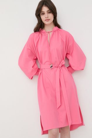 Boss sukienka kolor różowy mini prosta