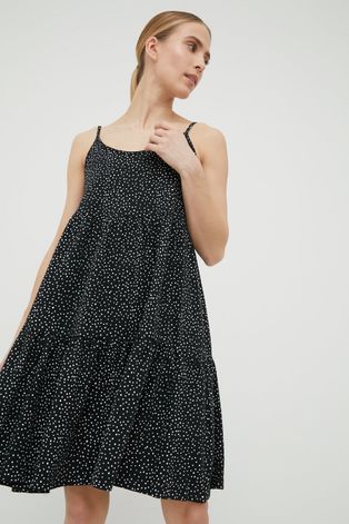 Bavlněné šaty Outhorn černá barva, mini