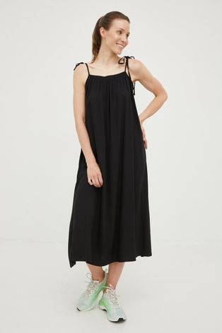 Outhorn sukienka kolor czarny midi rozkloszowana