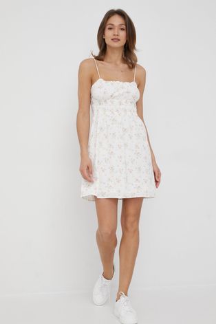 Billabong rochie din amestec de in Billabong X Wrangler culoarea alb, mini, drept