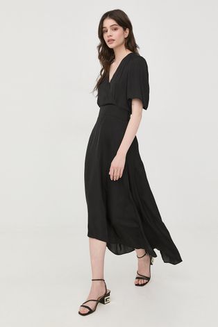 Šaty Morgan čierna farba, midi, áčkový strih