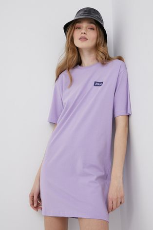 Šaty Fila fialová farba, mini, rovný strih