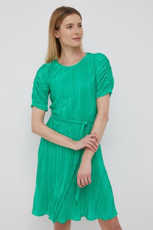 Dkny sukienka kolor zielony mini rozkloszowana