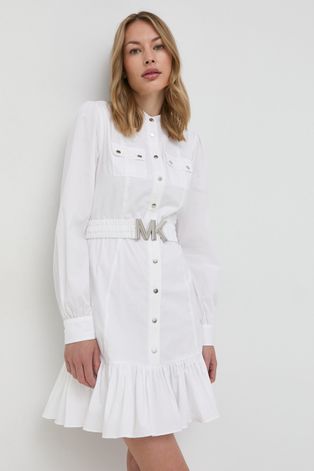 Haljina MICHAEL Michael Kors boja: bijela, mini, širi se prema dolje