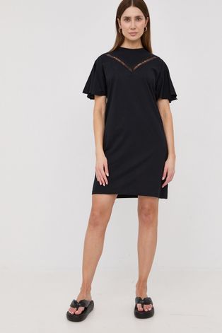 Бавовняна сукня Karl Lagerfeld колір чорний mini пряма