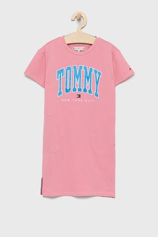 Tommy Hilfiger sukienka dziecięca kolor różowy mini prosta
