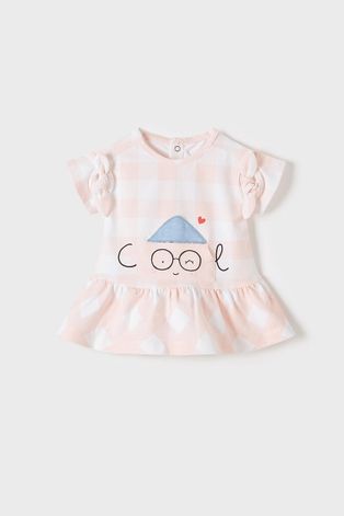 Παιδικό βαμβακερό φόρεμα Mayoral Newborn χρώμα: ροζ,