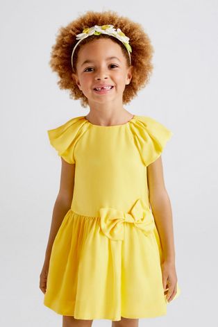 Dievčenské šaty Mayoral žltá farba, mini, áčkový strih