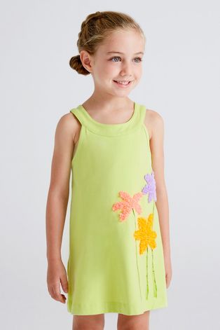 Детска рокля Mayoral в зелено къс модел със стандартна кройка