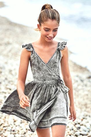 Dievčenské šaty Mayoral šedá farba, mini, áčkový strih