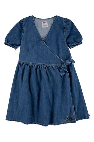 Levi's rochie din denim pentru copii culoarea albastru marin, mini, evazati
