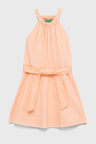 United Colors of Benetton sukienka dziecięca kolor różowy midi rozkloszowana