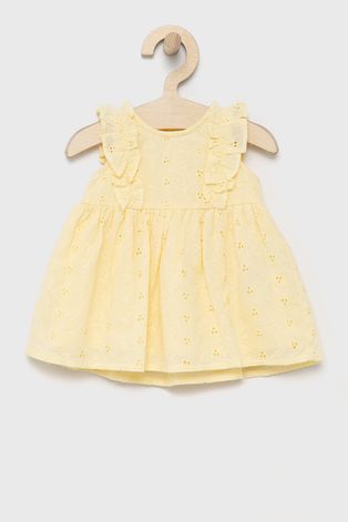 Dětské bavlněné šaty Name it žlutá barva, mini, áčková