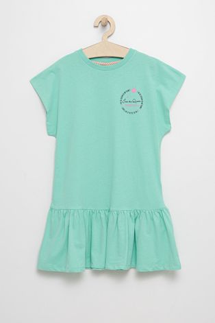Дитяча бавовняна сукня Femi Stories колір бірюзовий mini пряма