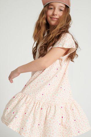 Дитяча бавовняна сукня Femi Stories колір бежевий mini пряма
