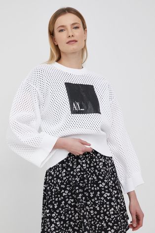 Armani Exchange pulover femei, culoarea alb,