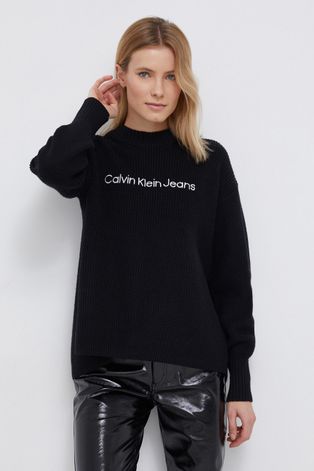 Свитер с примесью шерсти Calvin Klein Jeans женский цвет чёрный