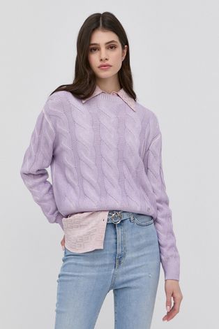 Пуловер Guess дамски в лилаво