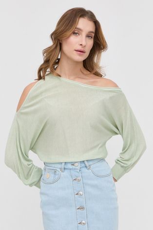 Pulover s dodatkom svile Guess za žene, boja: zelena, lagani