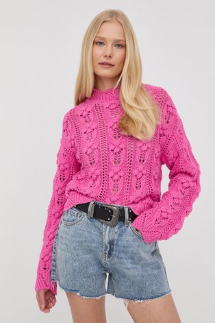 Pamučni pulover Young Poets Society za žene, boja: ružičasta,