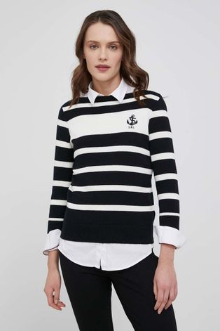 Lauren Ralph Lauren pamut pulóver könnyű, női, fekete