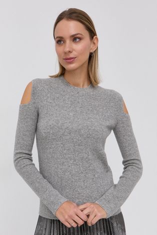Vuneni pulover AllSaints za žene, boja: siva