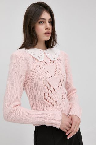Пуловер For Love & Lemons дамски в розово от лека материя