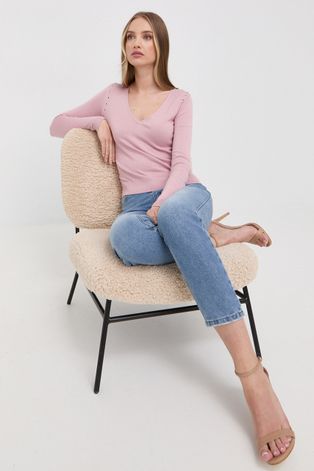 Liu Jo sweter damski kolor różowy lekki