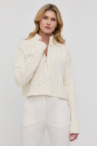 Μάλλινο πουλόβερ Custommade γυναικεία, χρώμα: μπεζ,