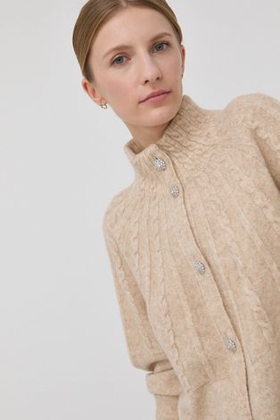 Kardigan s primjesom vune Bruuns Bazaar Aisha Emily za žene, boja: prozirna