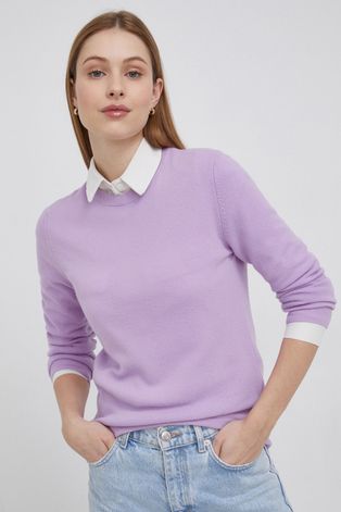 Вълнен пуловер United Colors of Benetton дамски в лилаво от лека материя