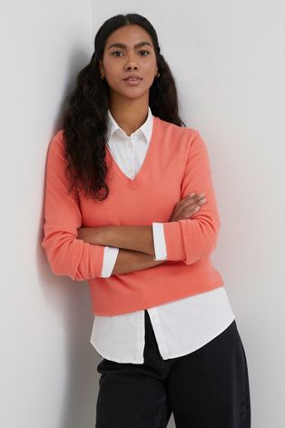 Вовняний светр United Colors of Benetton жіночий колір помаранчевий легкий