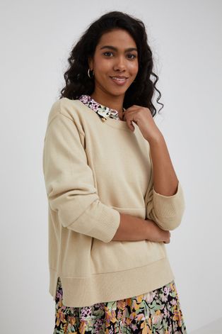 Бавовняний светер United Colors of Benetton жіночий колір бежевий легкий