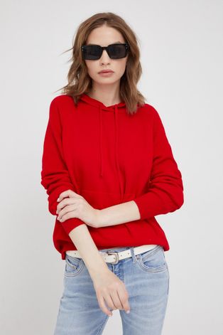 Хлопковый свитер United Colors of Benetton женский цвет красный лёгкий