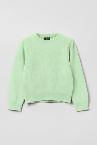 Детски памучен пуловер OVS в зелено от лека материя